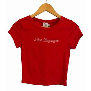 Princess Polly Baby Tee Love Languages Red Crop Top Womens Size 4 Summer Novelty